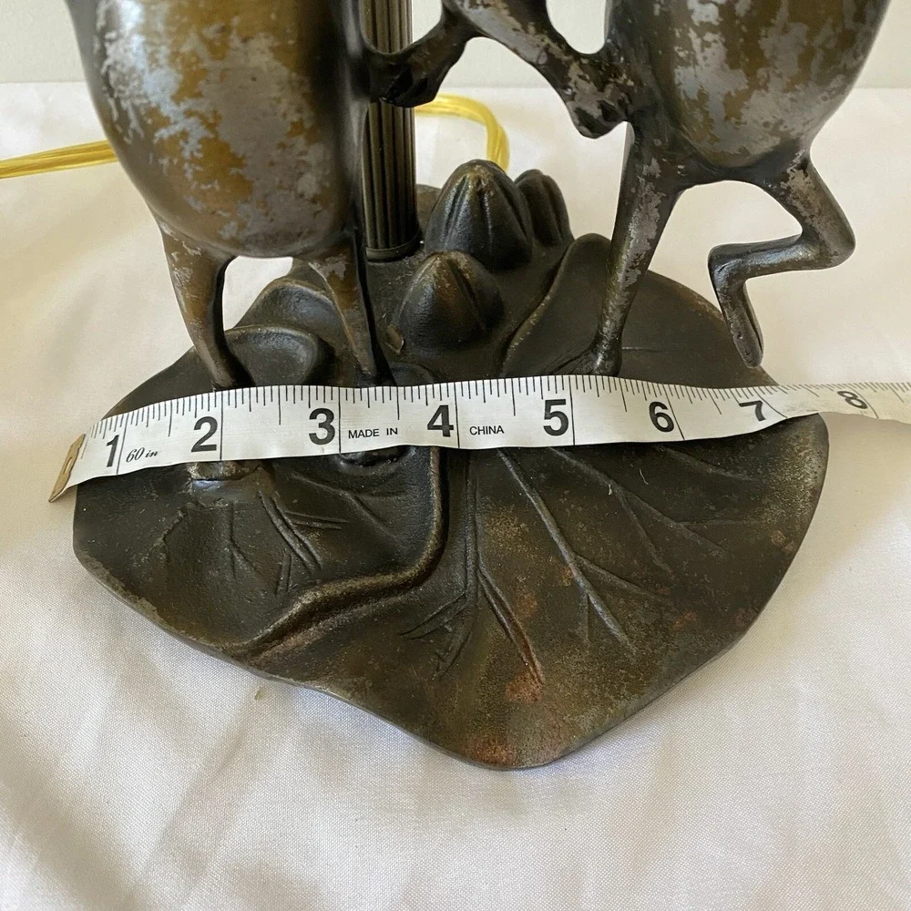 Vintage Dancing Frogs Bronze Cast Metal Table Lamp